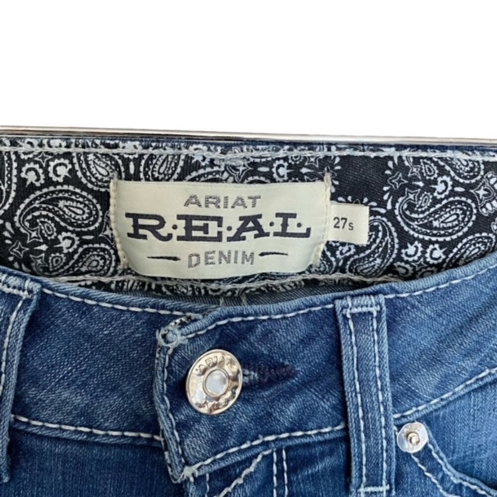 Ariat R.E.A.L Mid Rise Stretch Tulip Stackable Straight Leg Jean 27S - Picture 3 of 6